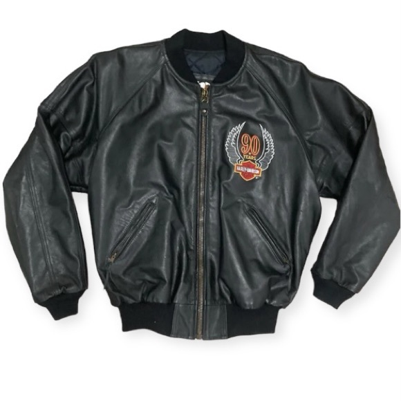 #SOLD# Harley Davidson RARE Mens 90th Anniversary embroidered bomber Jacket XL - Picture 2 of 16